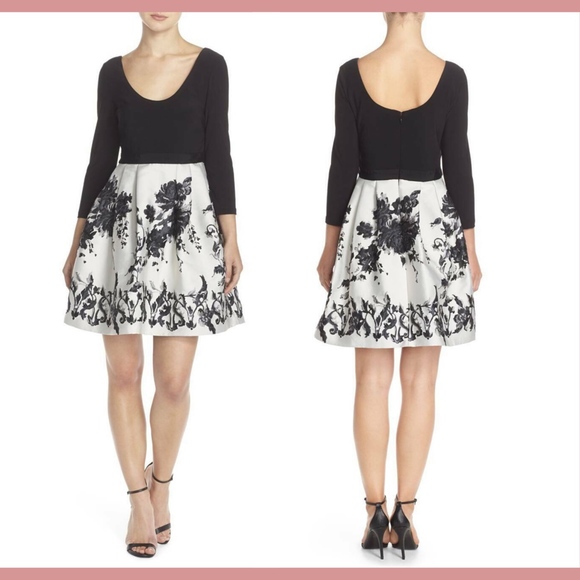 NWT Adrianna Papell Jersey & Jacquard Fit & Flare Dress‎ [SZ 6 ] - Picture 1 of 12